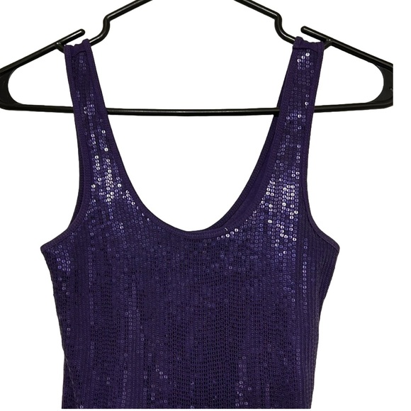 LA Express Purple sequin tank top. XS - Picture 3 of 6